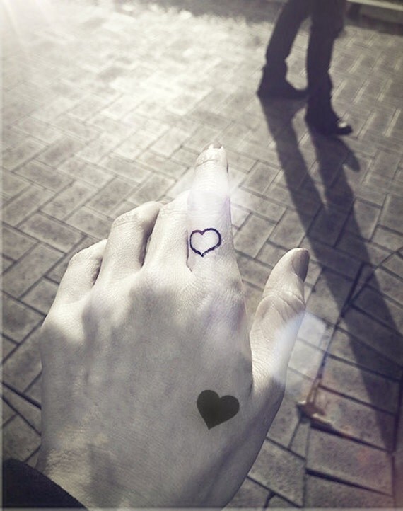 3pcs Set Simple Heart tattoo finger InknArt Temporary by InknArt