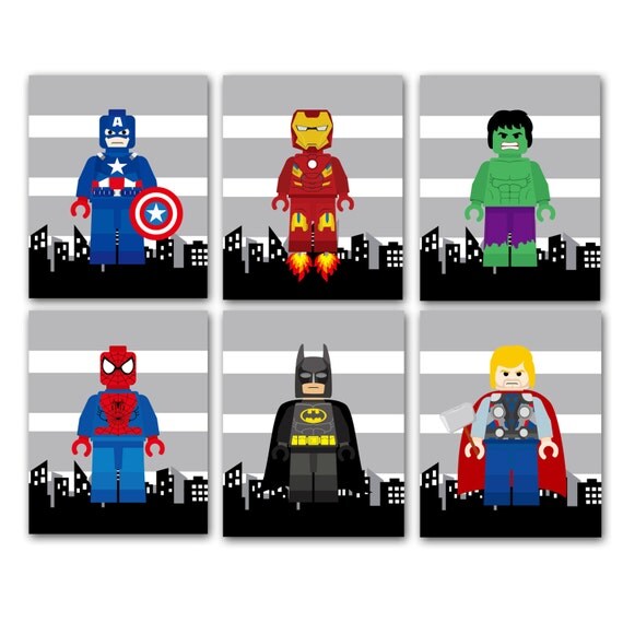 superhero wall art prints PRINTED super hero by AmysSimpleDesigns