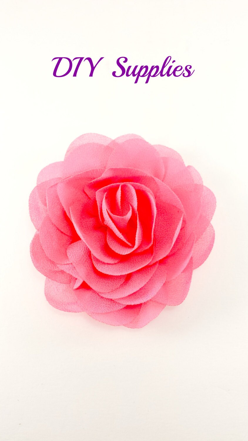 hair silk clips for flowers making Neon diysuppliesandkits silk rose fabric Pink Rosette flower by