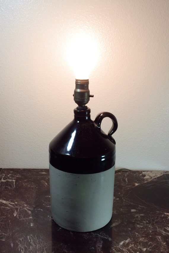 Vintage Stoneware Crock Jug Lamp 14 Tall by PrimaTreasures on Etsy