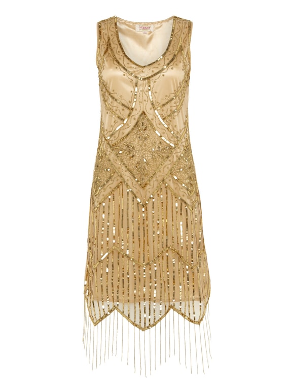 UK10 US6 Gold Vintage inspired 1920s vibe Flapper Great Gatsby