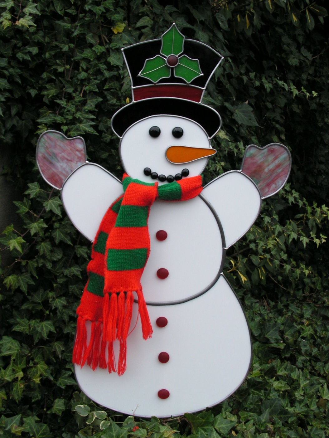 Frosty the Snowman Decoration Yard Art Stained Glass