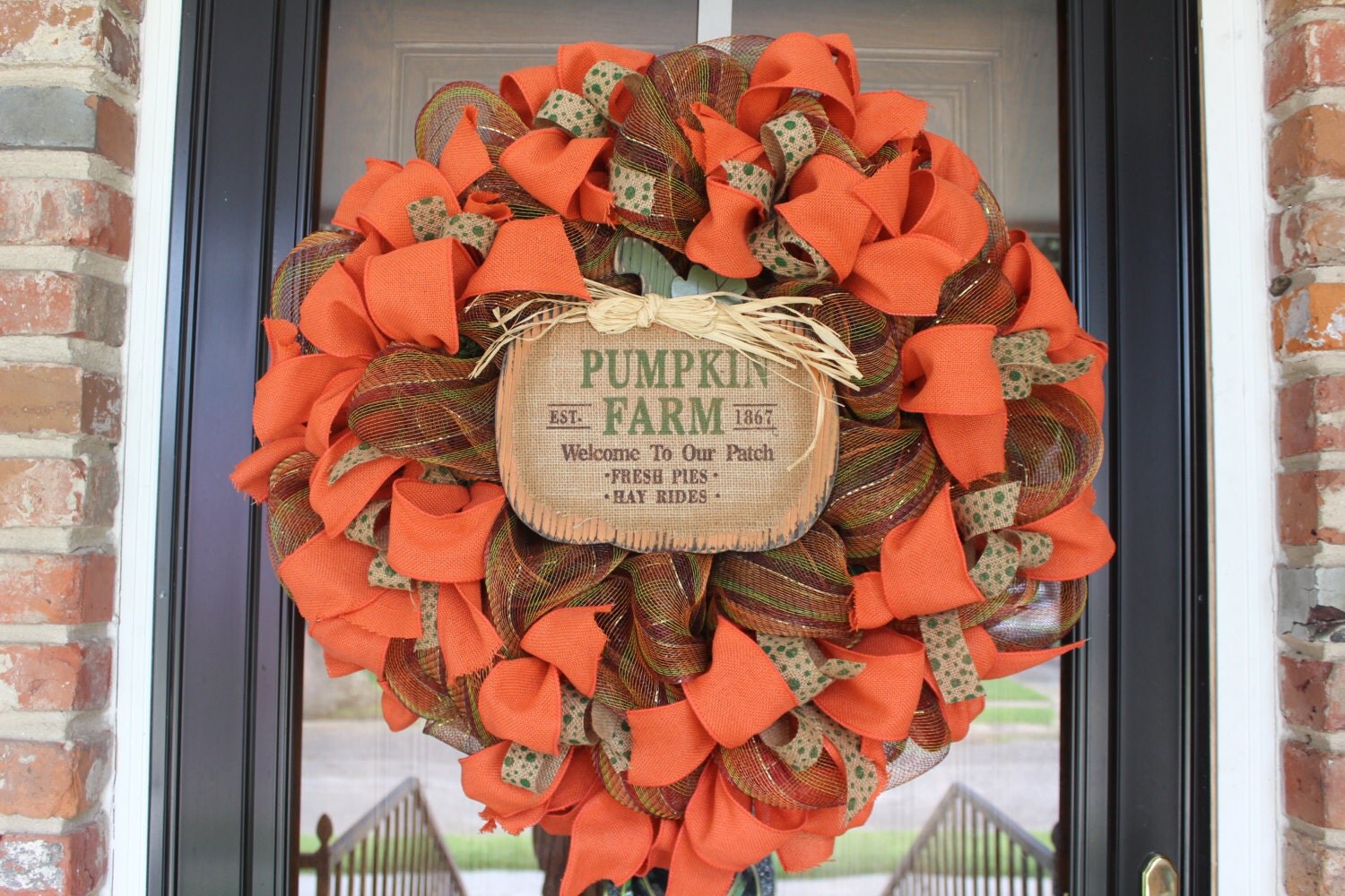 CLEARANCE Fall Wreath with Pumpkin Fall Harvest Wreath Deco