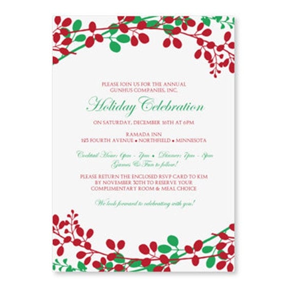 Christmas Dinner Invitation Template by LoveAndPartyPaper ...