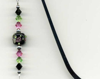 Beaded Bookmark, Beaded Dancer Bookmark , Crystal Ballerina Bookmark, Swarovski Crystal Bookmark, Glass Bead Bookmark, Ballet Shoes Charm