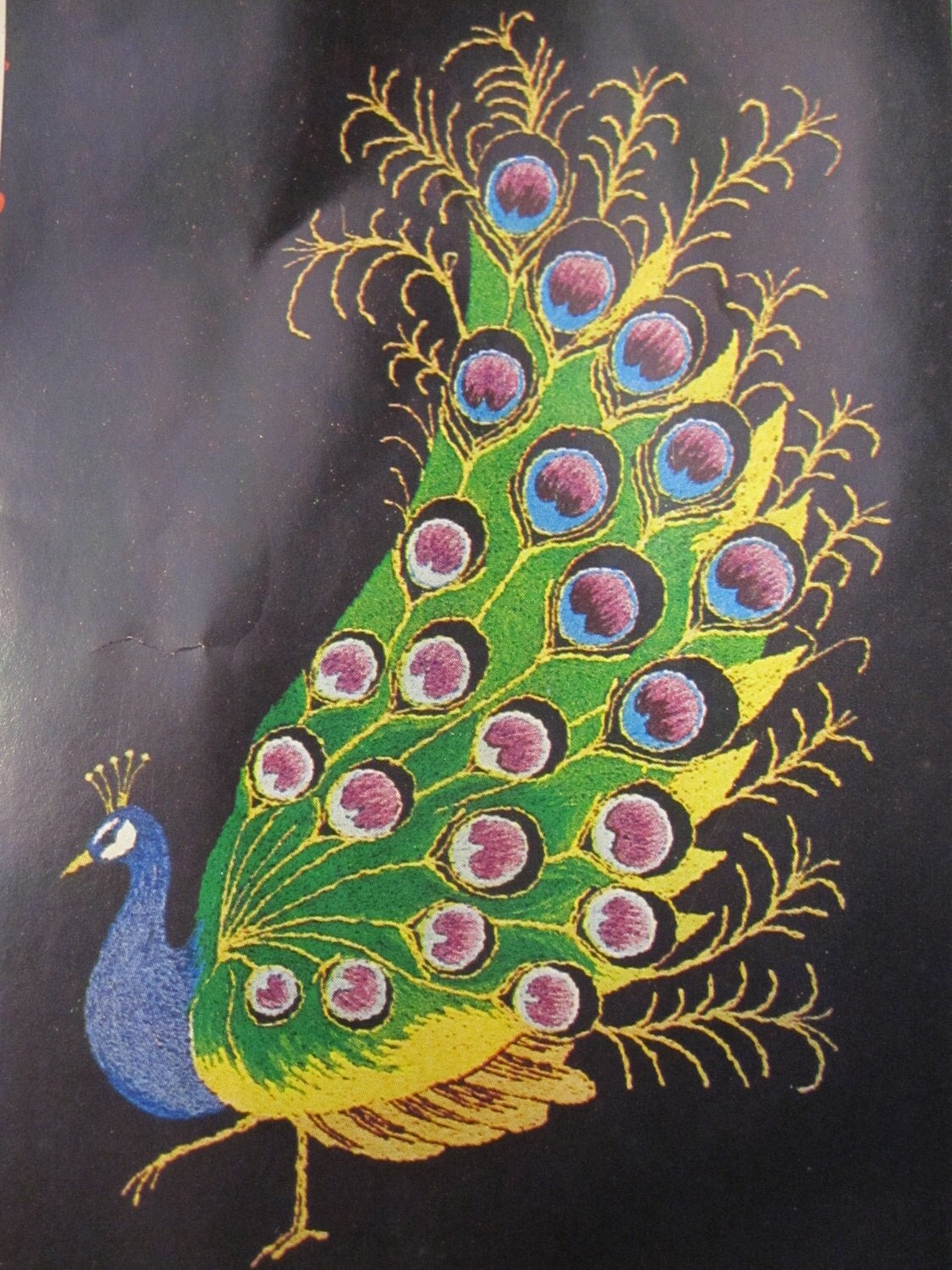 Tokyo BUNKA Embroidery Peacock KIT Fabric, Thread, Pattern Large