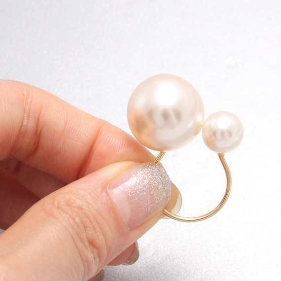 Large Size 10mm & 18mm Double Two Pearls Thin Wire by jewelpark