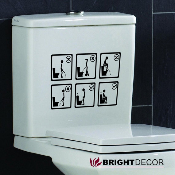 Toilet Decal Wall Art Wallpaper instructional Funny Humor