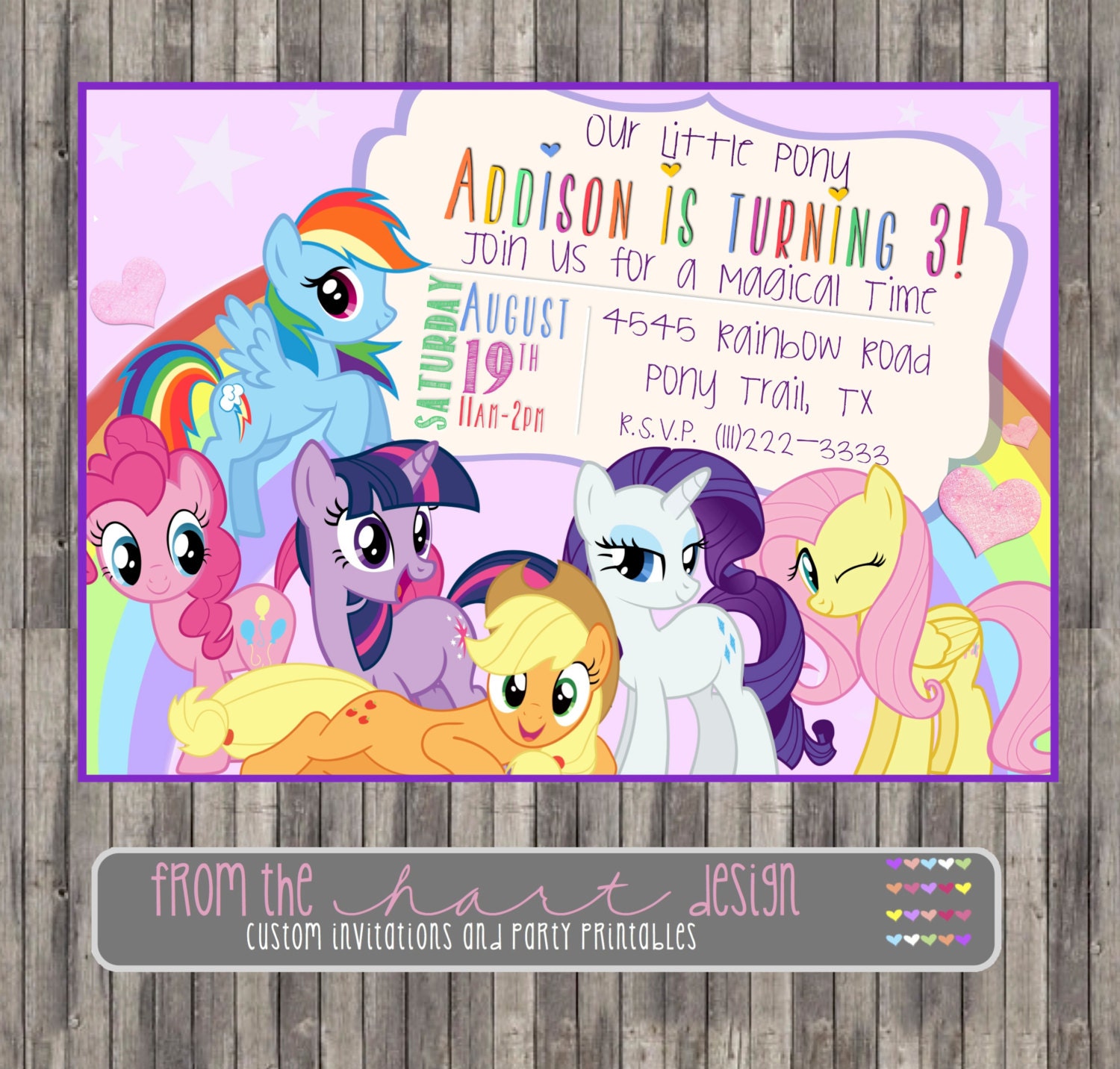 My Little Pony Birthday Party Invitation PRINTABLE Rainbow