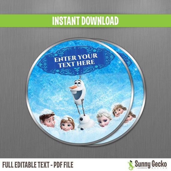 Disney Frozen Birthday 5 inches Centerpiece - Instant Download and Edit with Adobe Reader Il_570xn