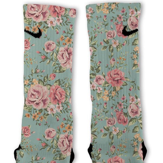 Floral Blue Customized Nike Elite Socks by FreshElites on Etsy