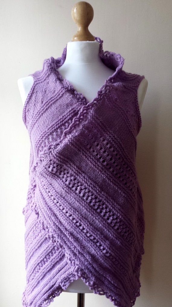 Hand Knitted Vest Purple Vest knit women vest lilac knit