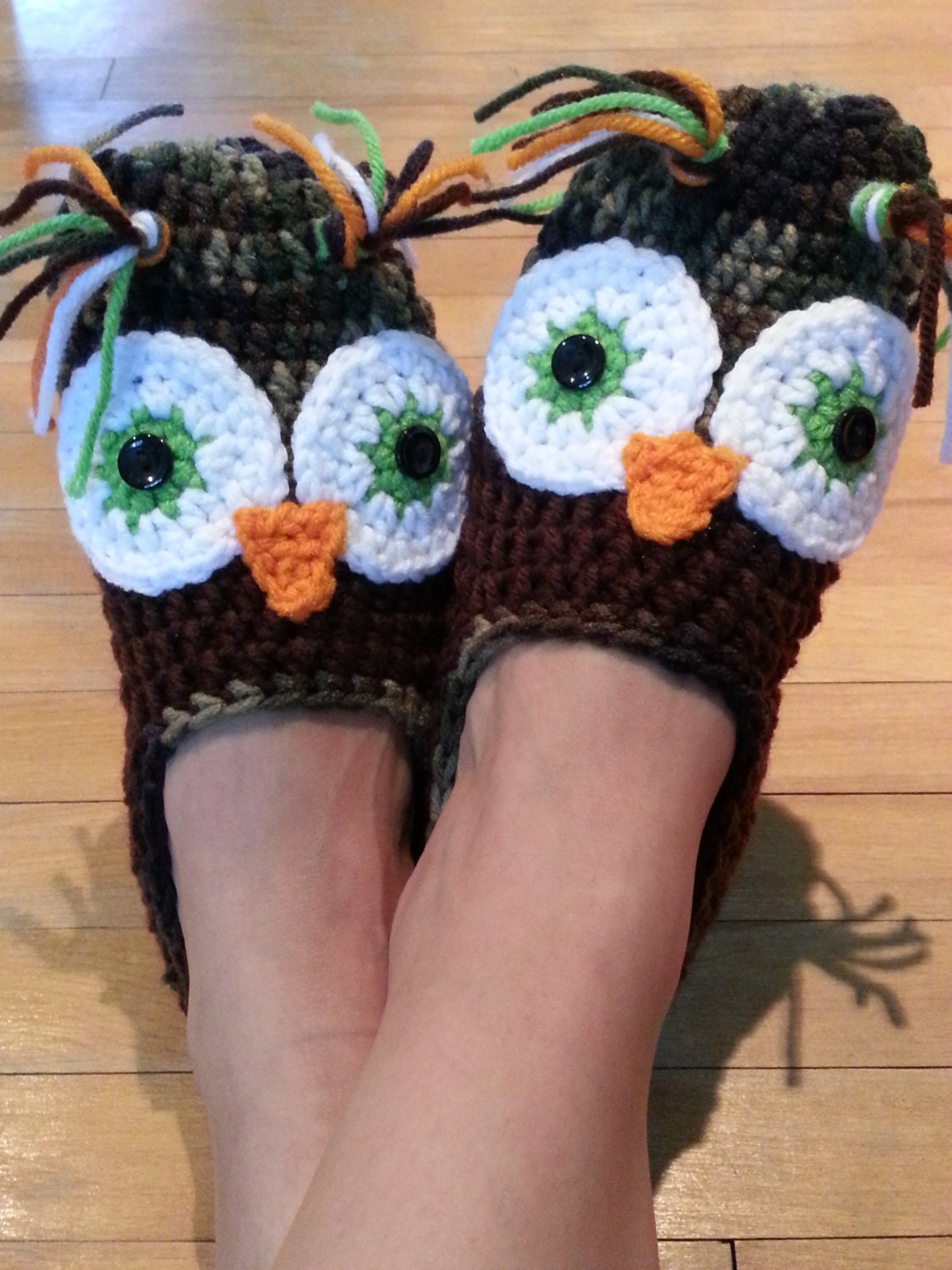 Crochet Owl Slippers Womens Crochet Owl Slippers Camouflage