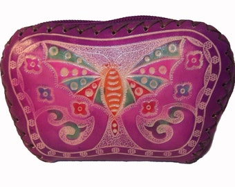 Girls Easter Gift Under 20 - Purple Leather Embossed Butterfly Change ...