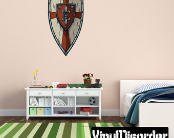 Sheild Wall Decal - Wall Fabric - Vinyl Decal - Removable and Reusable - ShieldUScolor009ET