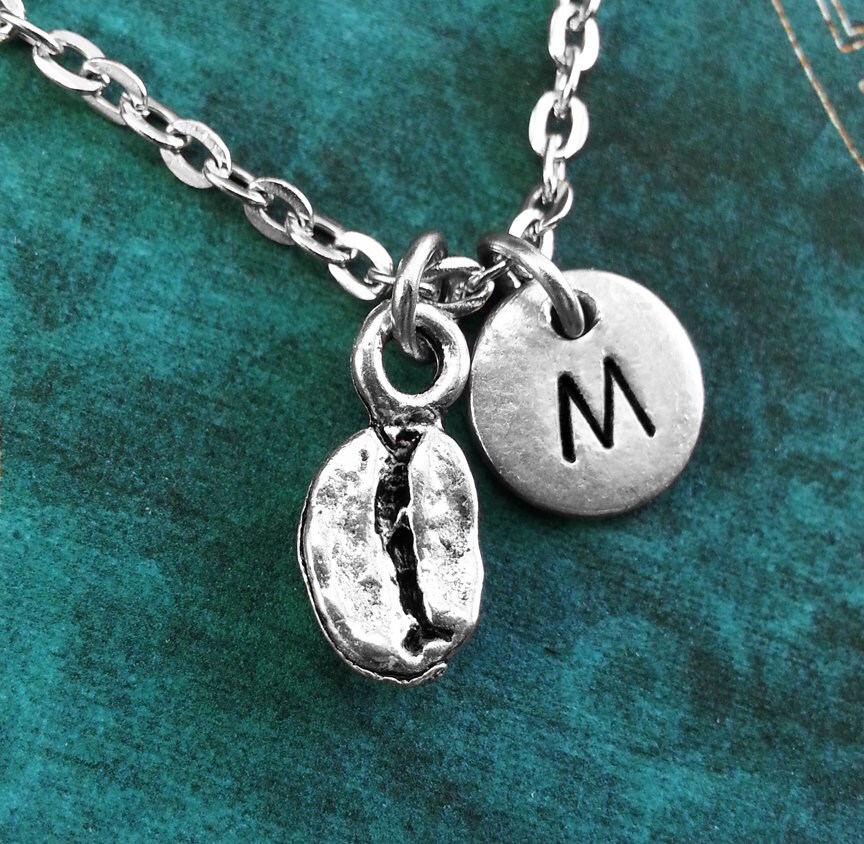 Coffee Bean Necklace VERY SMALL Personalized Necklace Coffee