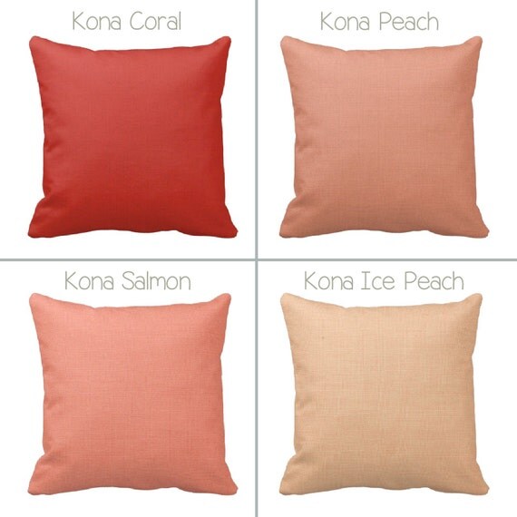 Zippered Coral Salmon Peach Throw Pillow Case Kona Pink