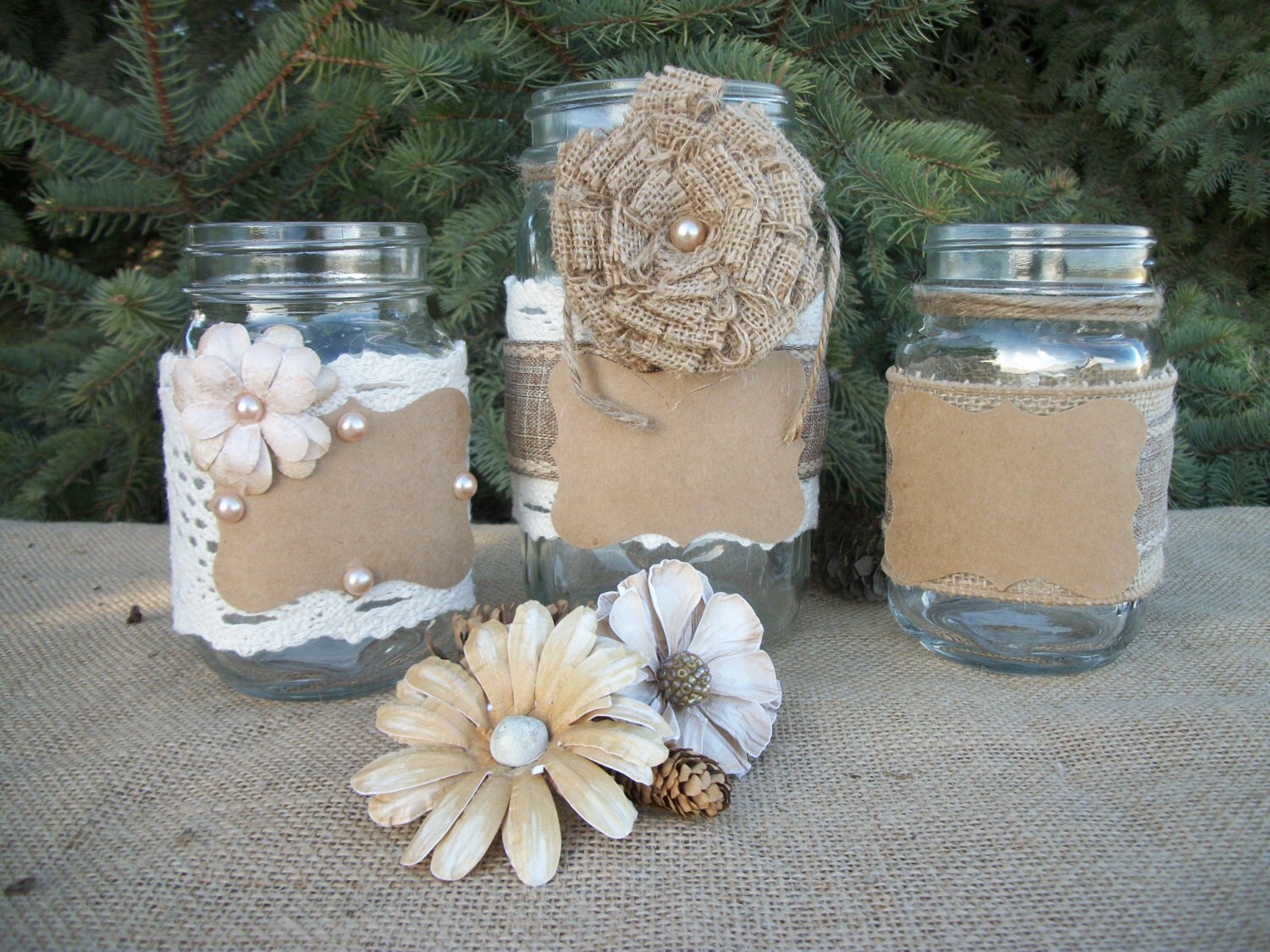 Sand Unity Set 3 Mason Jar Set Rustic by IowaFarmLifeDreams