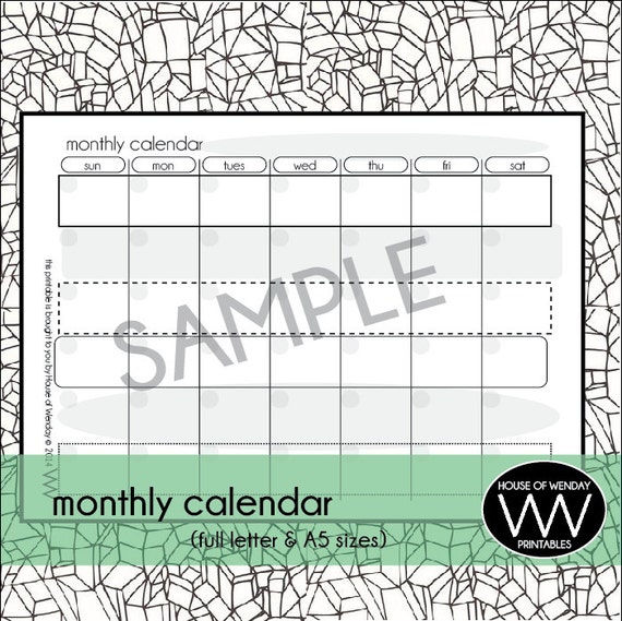 Monthly Calendar Printable One Page Full Letter by HowPrintables