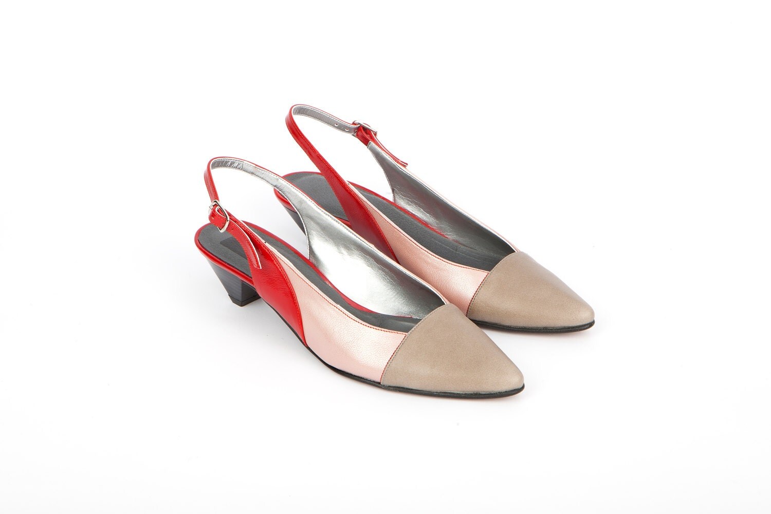 SALE 30 OFF Cinnamon Womens Leather Shoes Slingback Low Heels