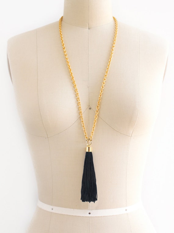 Layering Necklace Long Tassel Necklace Black Tassel