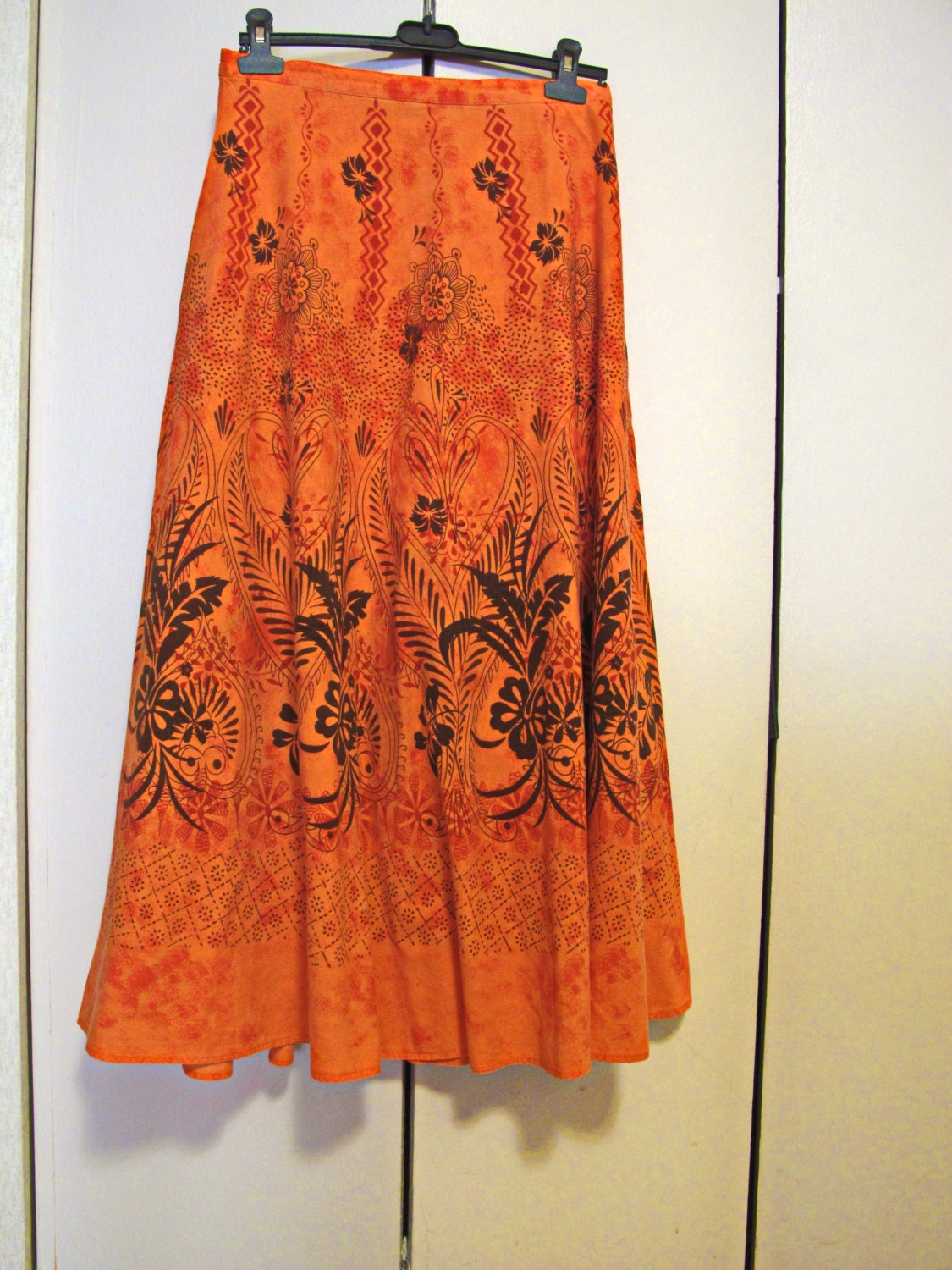 Burned Orange Boho Skirt Hippie Long Skirt Gypsy by BulletsNThings