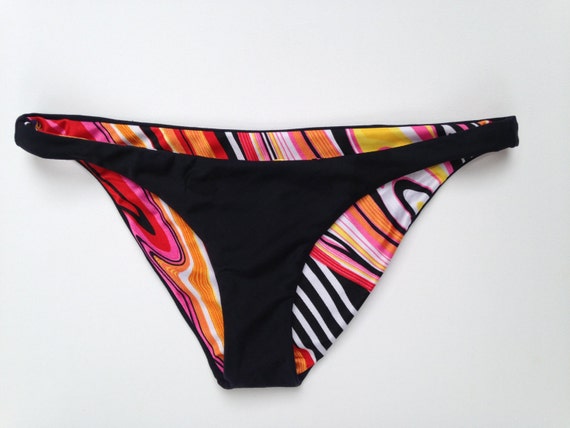 Items similar to FINAL SALE--Black/Red Stripe Reversible Bikini Bottom ...