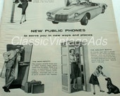 Bell Telephone Vintage phone ad, Walk up, Drive Up, 1960's, Retro, public phone booth, pay phones, black and white ad, consumer ad