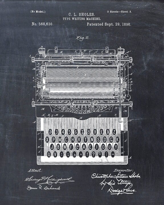 Patent Print of a Typewriter Patent Art Print Patent Poster