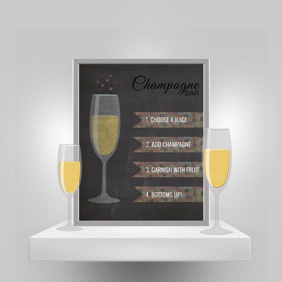 Champagne Bar Chalkboard Sign Mimosa Bar Chalkboard by CreatedByS