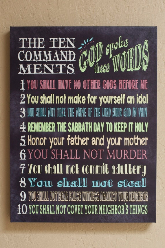 Items Similar To Ten 10 Commandments Canvas Print Wall Art Poster 18x24 On Etsy