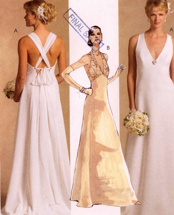  Halter  wedding  dress  pattern  or evening gown  sewing pattern 