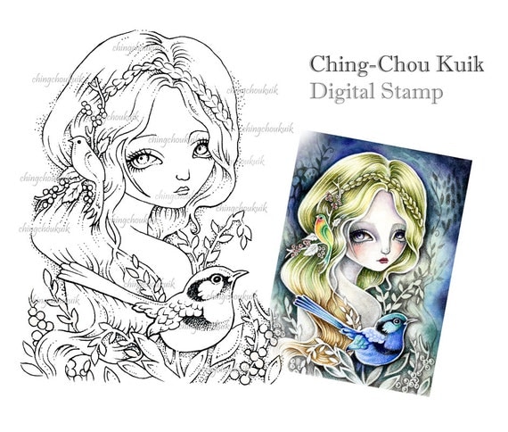 Fee Wren - digitalen Stempel sofort-Download / Kunst von Ching-Chou Kuik