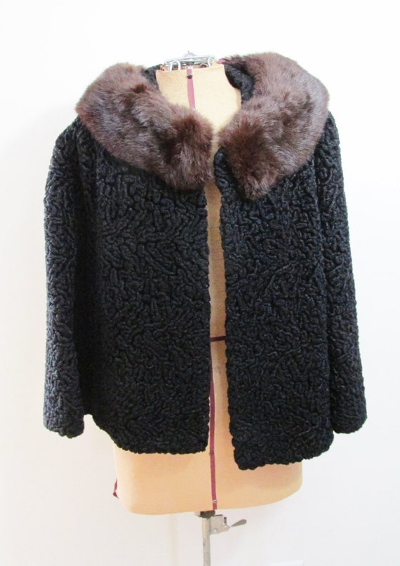 Reserved for Anndrea Vintage Coat Black Persian Lamb by FairSails