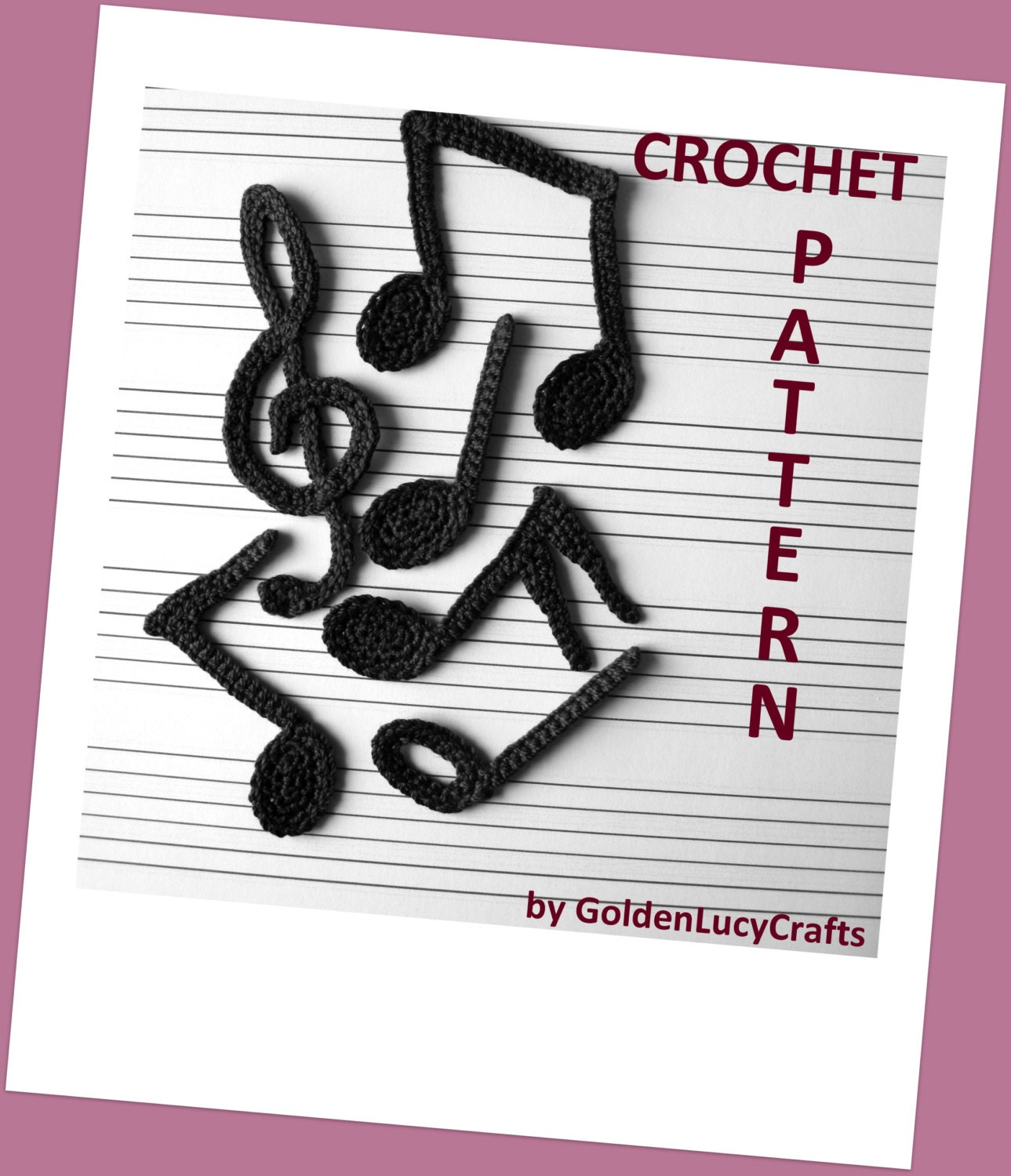 Musical Notes Crochet Pattern Applique Quarter Note Eighth
