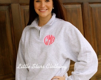 SALE-Monogrammed Quarter Zip Pullover available in sizes Small-XXLarge