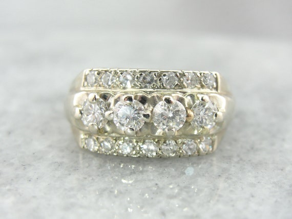 Vintage 3 Row Diamond Ring, Wedding Band, Anniversary Ring or Every ...