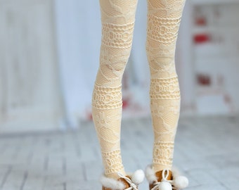 Ivory lace tights for doll 1/4 slim msd minifee