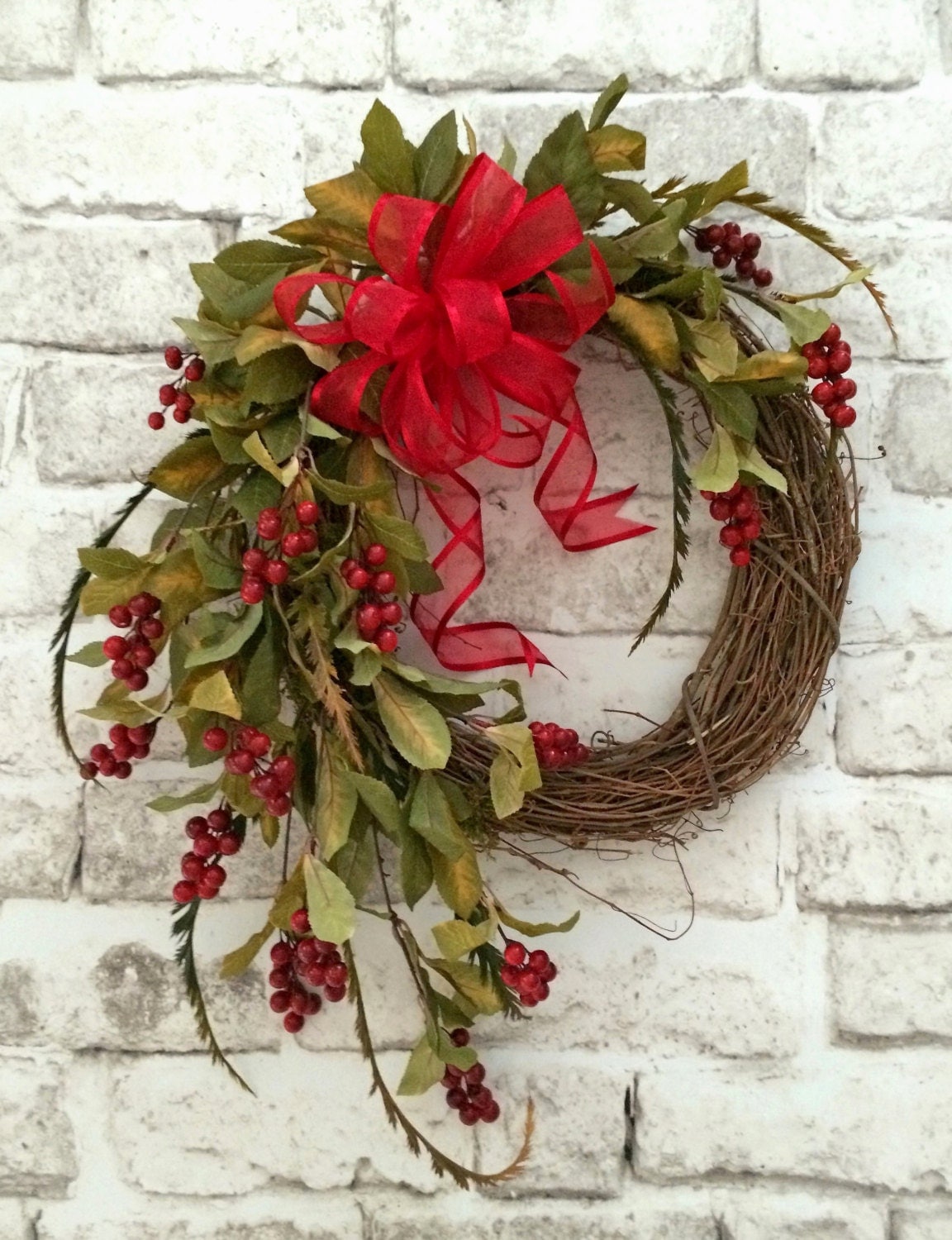 Red Berry Wreath Christmas Wreath Wreath for Door Holiday