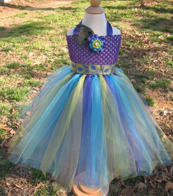 Purple peacock tutu dress peacock flower girl by DesignedByDaph