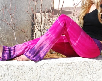 Tie Dye Yoga Pants in Dragon Fruit - Pink and Purple Yoga Pants
