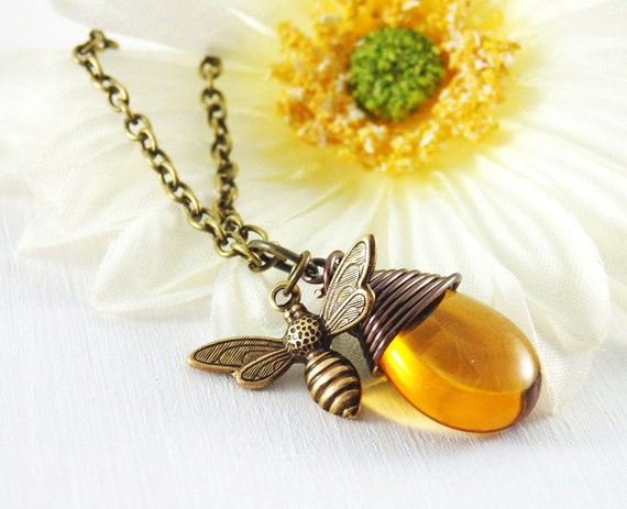 Bee Necklace Honey Bee Necklace Bumble Bee Necklace Bee