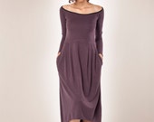 Women Dress/ Long Sleeves Dress/ Midi Dress/ Winter Dress/ Womens Dress/ Cocktail Dress / Maxi Dress/ Purple Dress