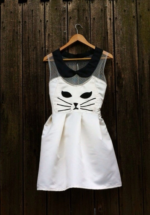 Handmade Kawaii Kitty Cat Dress/Halloween Costume /// White