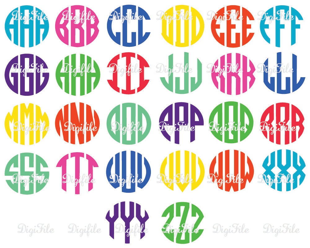 Download Circle Monogram Alphabet SVG DXF EPS for Cricut Design