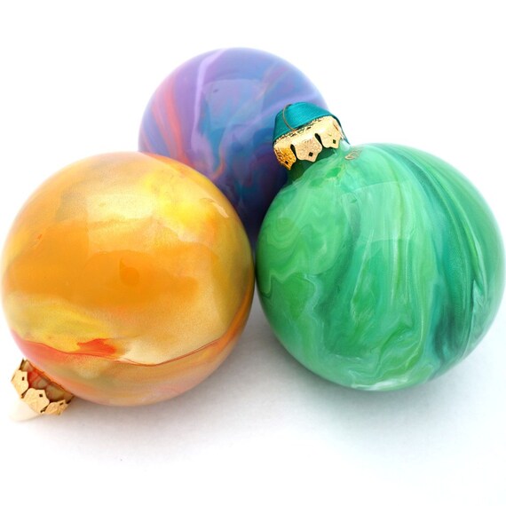 Glass Christmas Ball Hand Painted Inside Extra Large OOAK