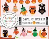50% off OWL-O-WEEN Halloween Owls clipart with pirates, witches, superhero dressed owls cute Instantd Download : Commercial Use Il_170x135