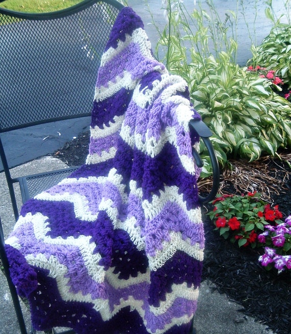 Hand Crocheted Decorative Afghan Lacy Ripple In By Mycraftycorner