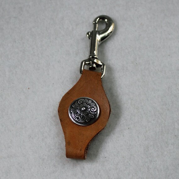 Leather Pocket Watch Fob with Silver Flower Button Diablo