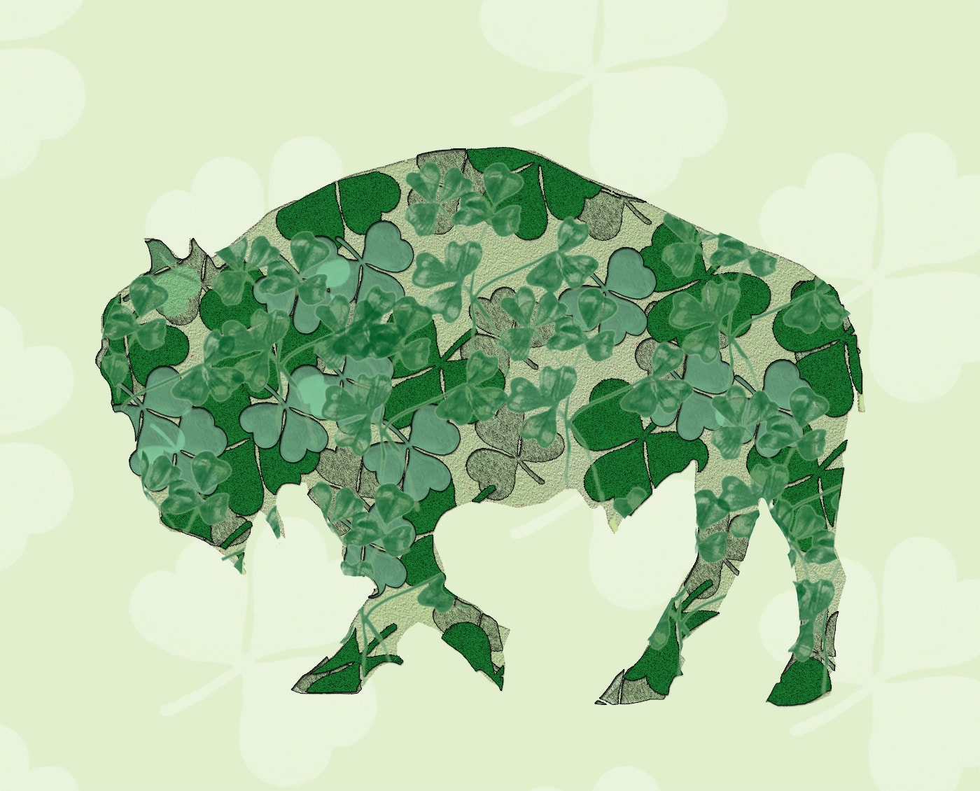 St Patricks Day Buffalo Shamrock Buffalo Print Buffalo Art